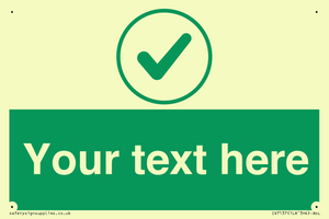 Custom green background, green tick in circle sign